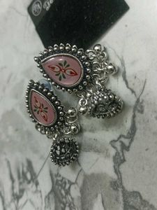 Cute Silver Tone Drop Ethnic Earrings