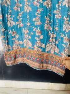 Kurta Dupatta Blue And Light Golden Sitara Set