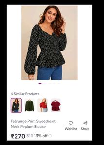 Printed Neck 🖤 Peplum Blouse.