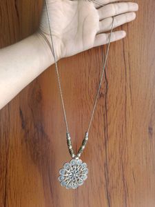 Silver Flower Medallion Necklace