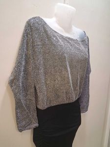 Elegant Silver &amp; Black Dress bodycon