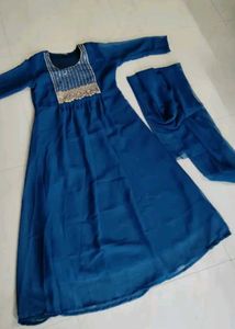 Elegant Blue Anarkali Kurta Set