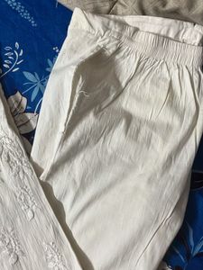 White Embroidered Trousers