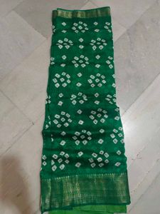 Beautiful Brand New Green Poly Cotton Saree