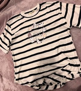 Striped Bunny Graphic Tee with knot