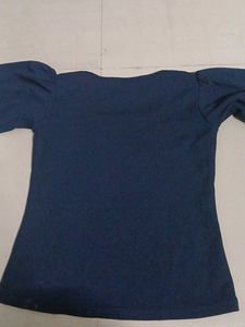Navy Blue Puff Sleeve Top