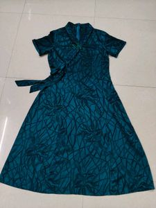 Teal Black-Lace Wrap Maxi Nighty
