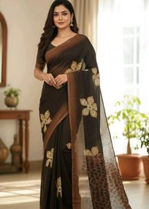 Elegant Brown Cotton Saree🤎💫