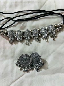 Oxidised Silver Tone Necklace