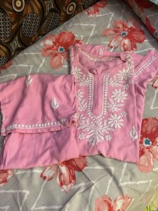 Pink Embroidered Kurta Set