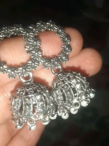 Silver Jhumka Earrings