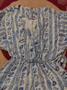 Blue &amp; White Print Romper