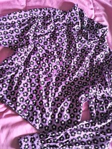 Flower Printed Purple Shirt , Cropped
