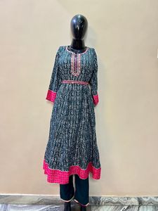 Printed Cotton Anarkali Suit Set