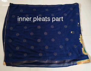 Georgette Navy Blue Saree With  Thread  Embroidery