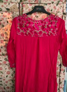 Embroidered Pink  Kurti