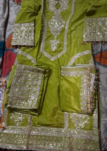 Olive Green Embellished Salwar Kameez