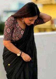 stylish boat neck blouse for women colour black aj