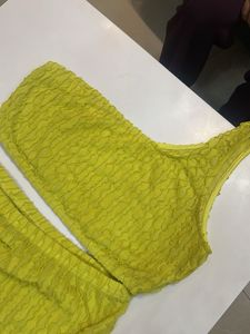 Yellow One Shoulder Fitted Co Ord Set