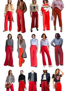 Red High-Waist Formal Trousers | Elegant