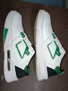 White &amp; Green Athletic Sneakers