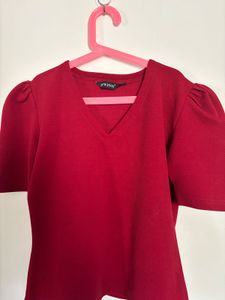 Red Puff Sleeve Top
