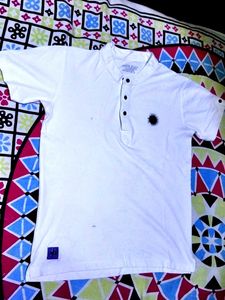 White Henley Shirt - Men's Small