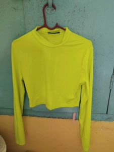 Neon Yellow Long Sleeve Crop Top