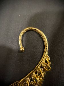 Plastic Gold Ear Cuff With Hanging Spiked