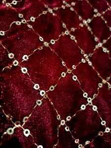Maroon Velvet Fabric With Heavy Work