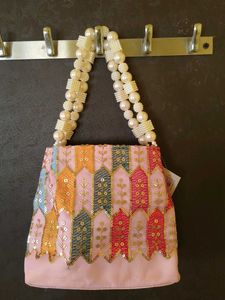 Pink Embroidered Handbag