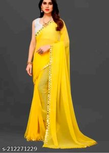 Elegant Black Mirror Work Saree