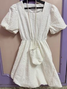 White Puff Sleeve Dress
