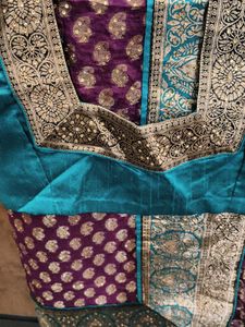 Elegant Teal &amp; Purple Saree
