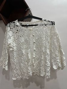 white Lace crochet Cardigan