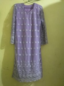 Lavender Kurta Set With Shalwar And Dupatta