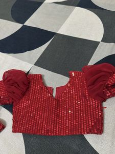Sparkling Red Sequin Lehenga Set For Kids