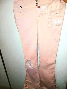 Peach Flared Jeans