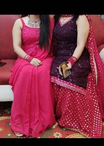 Pink And Purple Sharara Set