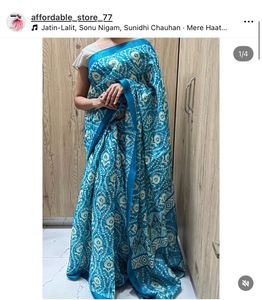 Elegant Blue Printed Saree