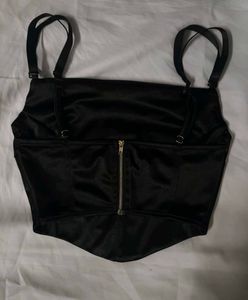 (Urbanic- Lexi Satin Black Corset Top)
