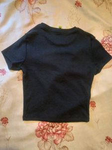 Rib Knitted Navy Blue Tee