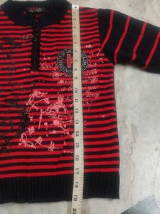 Stylish Red &amp; Black Striped Pullover