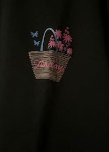 Black T-Shirt with Butterfly &amp; Flower Basket