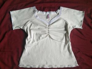 Lace Trim Ruched Blouse