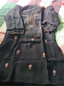 Embroidered Black Kurti Tunic