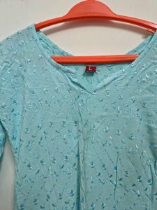 Light Blue Embroidered Kurta