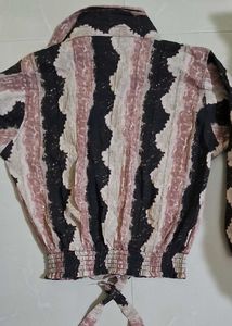 Striped Tie-Front Blouse