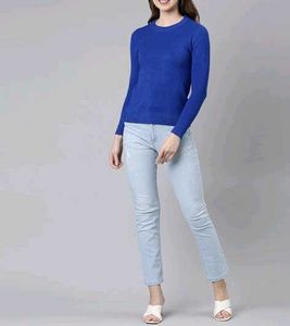 Marks And Spencers Women Blue Solid Pullover
