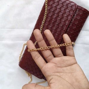 ESTEE LAUDER Burgundy Woven Chain Wallet
